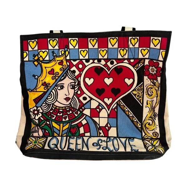 Brighton Queen Of Love Tote Bag With Heart Design & Bold Colors Purse Cards - Picture 1 of 16